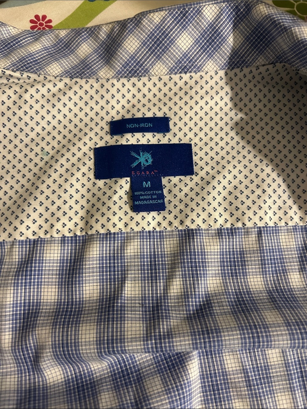 Sara Men’s Blue and White Plaid Button-Down Shirt